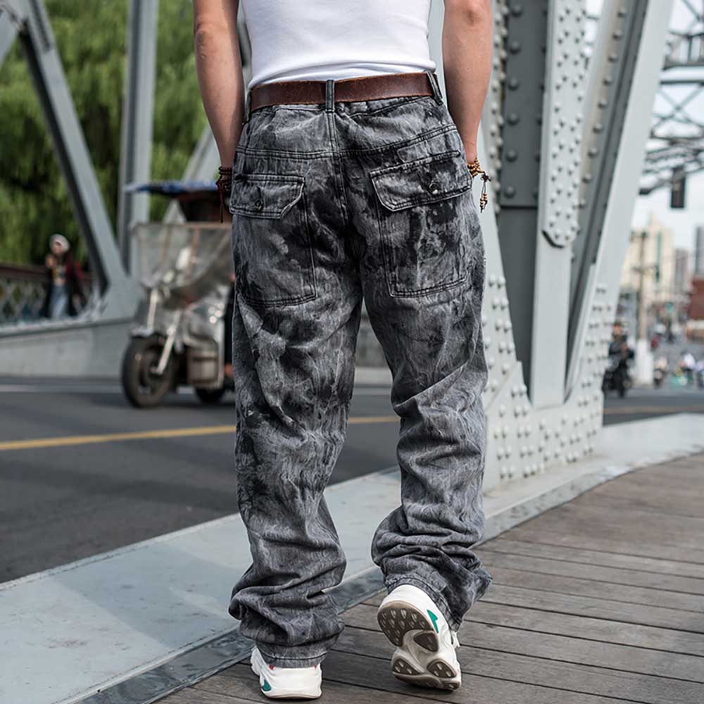 Pantalones vaqueros de camuflaje para hombre, pantalón vaquero informal, suelto holgado, rectos, harén, ropa