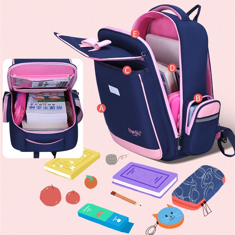 6 ~ 12 Jaar Meisjes Rugzak Mooie Studenten Prinses Boek Tas Voor Meisje Grote Capaciteit Strik Schooltas