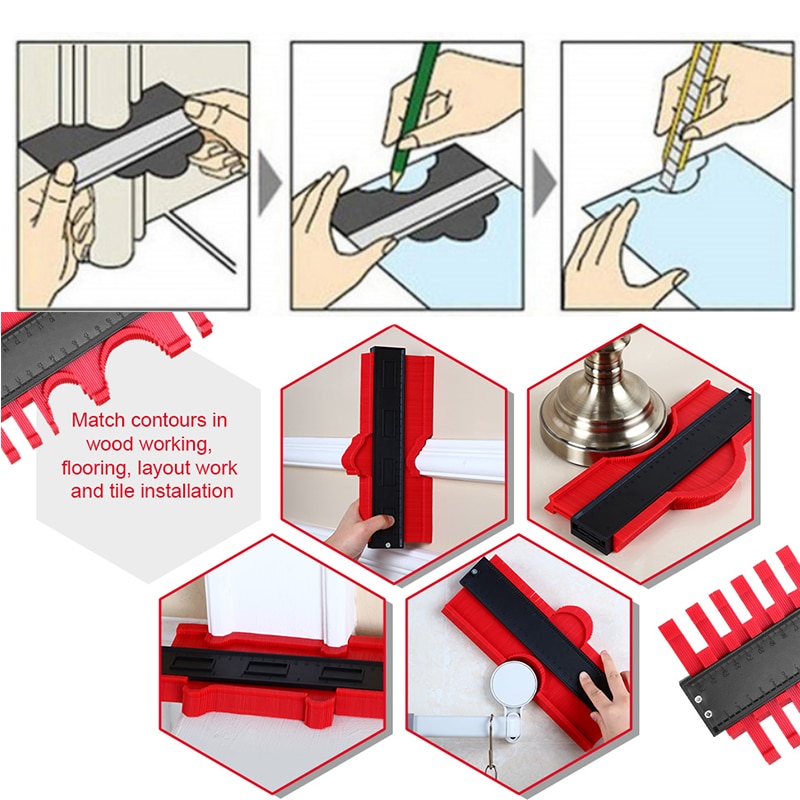 GOXAWEE 5/10/15/20 Inch Plastic Contour Gauge Profile Copy Gauge Contour Duplicator Template Tiling Laminate Tiles Marking Tool