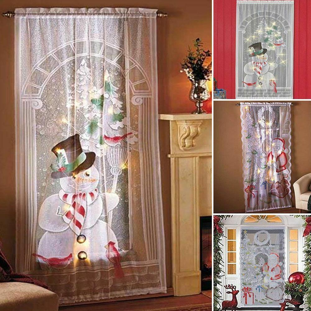 Julegardiner julemandsudskrivning rensdyr trykt til soveværelse hjem gardin stue børn dekorativt gardin hote  a8 c 3