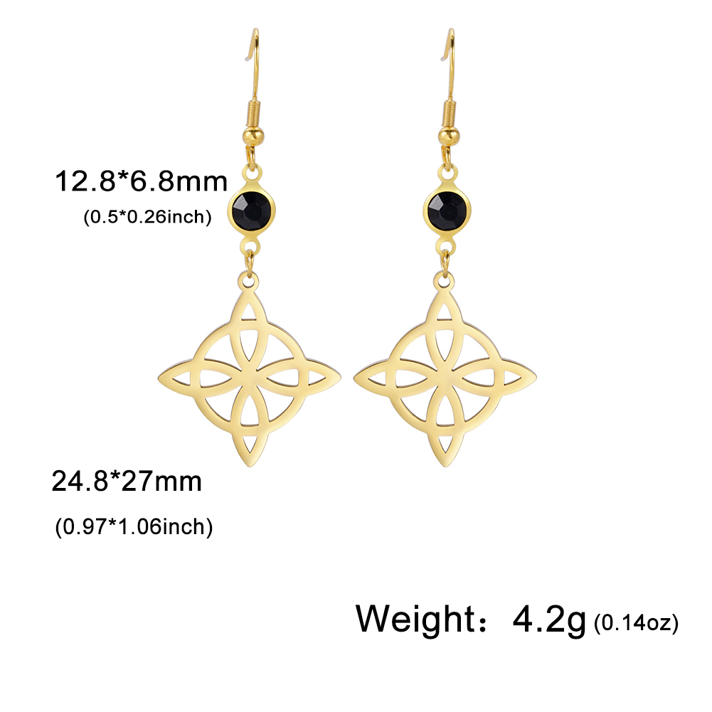 Unift Pendientes góticos de acero inoxidable para mujer y hombre, aretes de pentagrama de Triple runa, fase lunar, joyería Vintage, Piercing de oreja, nudo de bruja: Color amarillo claro