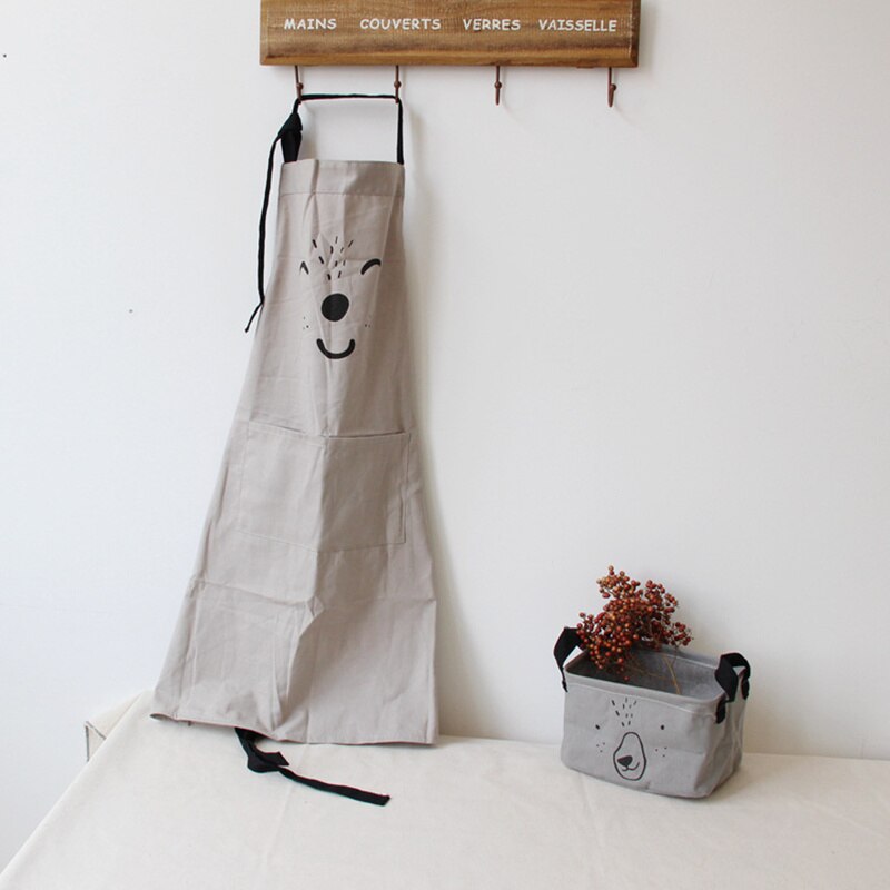 Simple Pattern Sleeveless Kitchen Cooking Apron Cotton Linen Anti-oil Kitchen Cooking Accessory Parent & Child Waterproof Apron