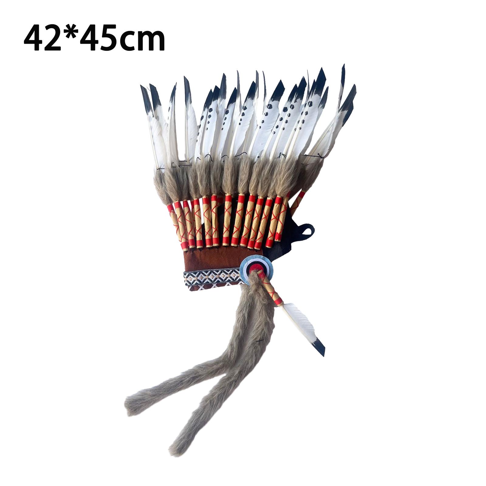Chief Indian Hat Feather Headdress Costume Men Women Head Accessories Headpiece for Carnival Show Fancy Dress Cosplay Halloween
