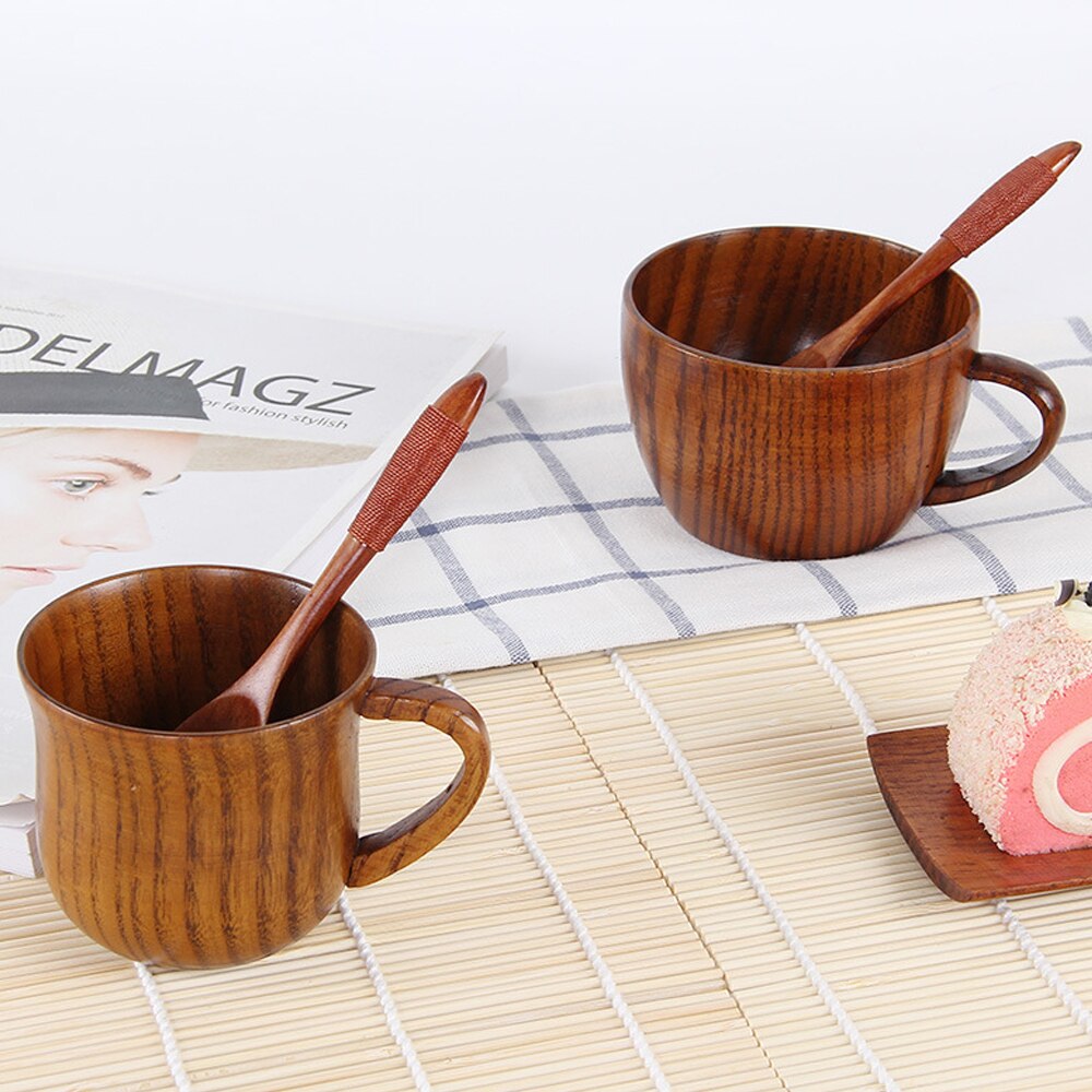 Japanese Style Wooden Cup Jujube Wood Insulation Tea Cup Wooden Coffee Cup Drinking Cup Coffee Cup & Saucer Sets