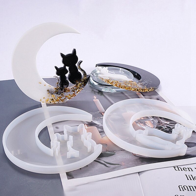 Bricolage cristal époxy miroir cerf chat ange lune Silicone moule bijoux charme moule, utilisé pour bricolage en vrac décoration faisant des bijoux
