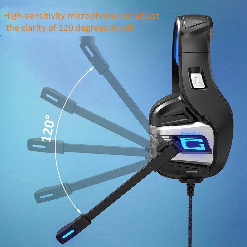 Gaming Headset Surround Stereo Headset with Noise Reduction Mic and LED Light, for PC PS4 One Laptop Smart Phone