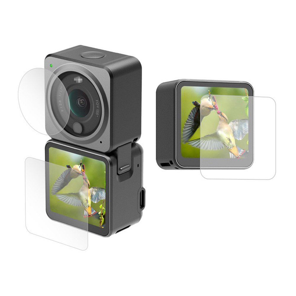 Displayschutzfolie aus gehärtetem glas für dji osmo action 2 sportkamera, objektivschutzfolie aus gehärtetem glas, zubehörset