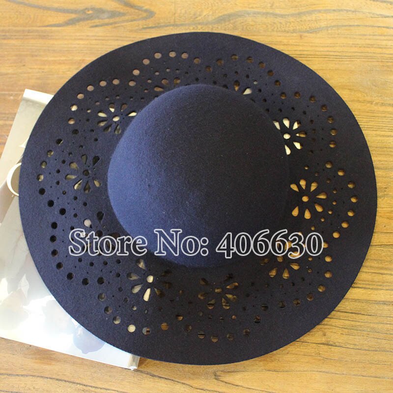 Large Brim Wool Felt Floppy Hats For Women Ladies Sun Beach Caps Female Chapeu PWFE010