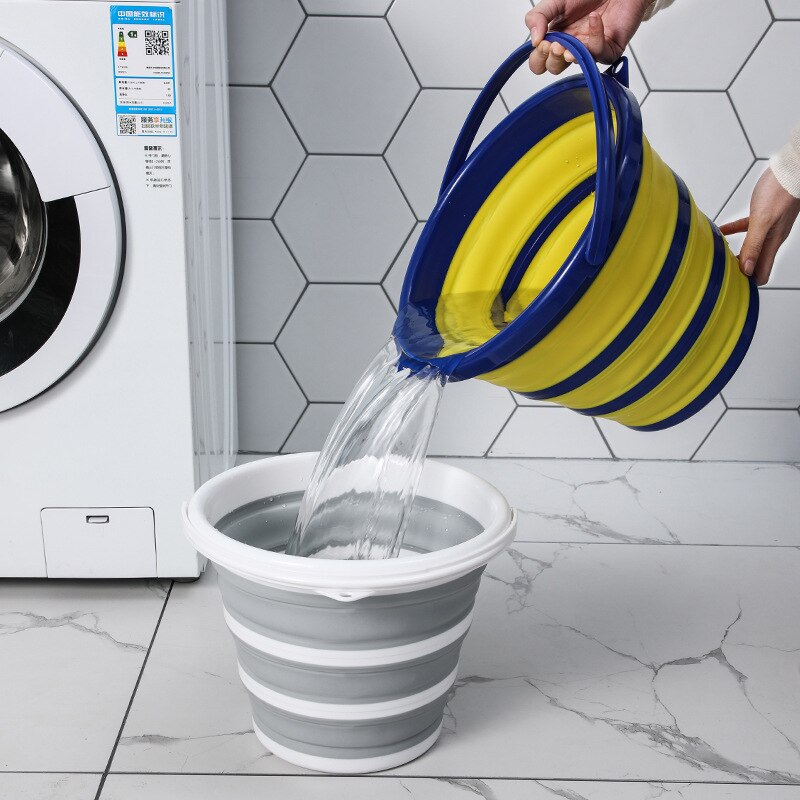 10L Collapsible Bucket 2.6 Gallon Foldable Portable Cleaning Silicone Bucket Space Saving Car Bucket for Garden Camping Fishing