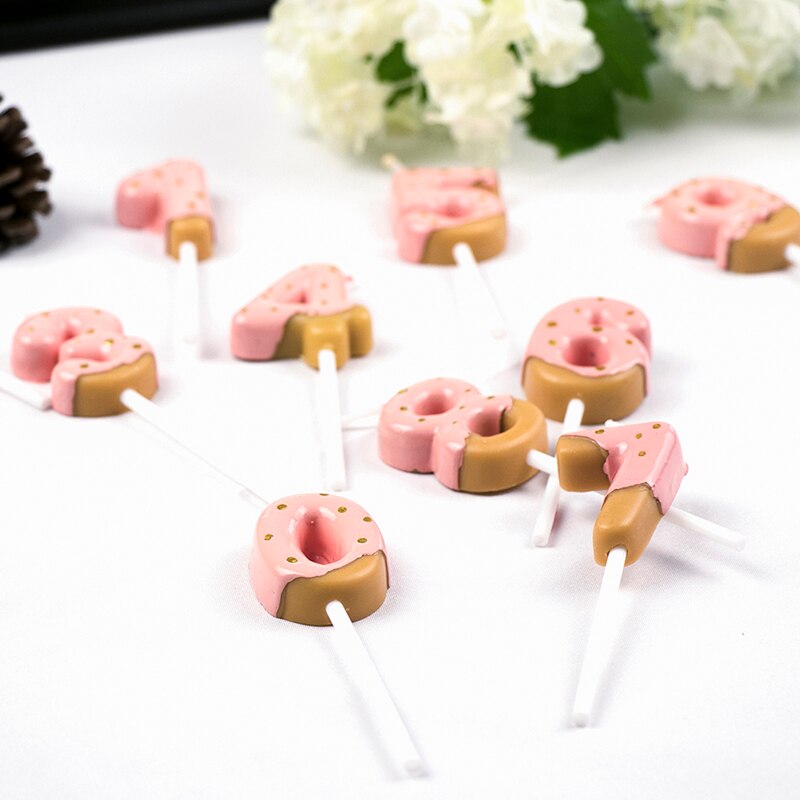 1pc Cute number candles for cake topper 0 -9 Chocolate biscuit birthday candle
