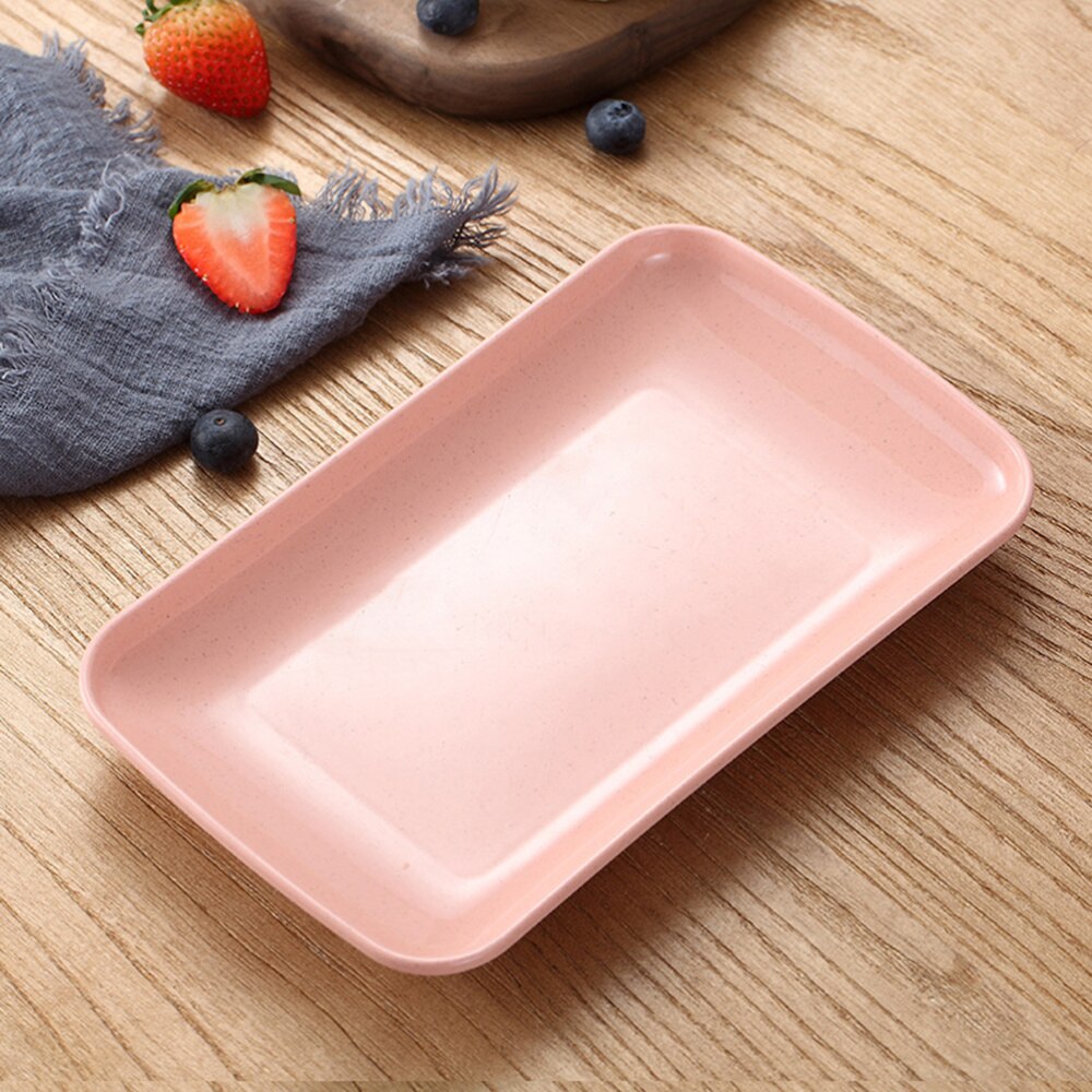 4pcs Dishes Household Dinner Plate Food Plate Microwave Oven Available Eco-Friendly Home Kitchen Utensils Pink Green Blue Beige