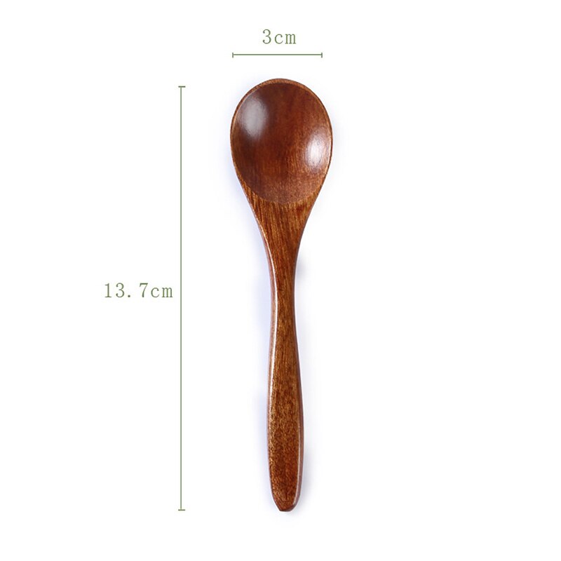 de cuchara de sopa de leche con miel de madera maciza, vajilla de madera con mango largo, cuchara para agitar el café, palo, juegos de accesorios de cocina: 5