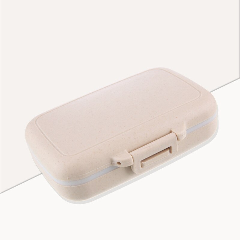 Portable 6-Grid Small Medicine Box Mini Medicine Storage Box Sealed Portable Medicine Box Travel Pill Box: Apricot