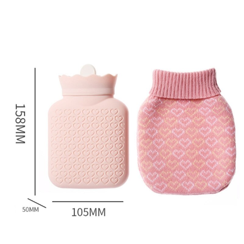 Bolsa de agua de silicona para calentar en microondas, botella de Gel de sílice, cubierta de punto, botella de agua para manos