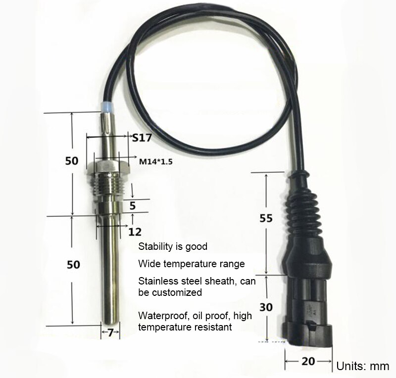 PT200 Automotive Exhaust Sensor SCR Europe Four (Europe IV) TS200A Diesel Engine Temperature Sensor