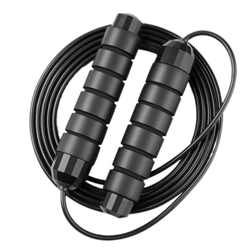 Jump Rope Tangle-Free Rapid Speed Jumping Rope Cable with Ball Bearings Steel Skipping Rope Gym Exercise Slim Body: black