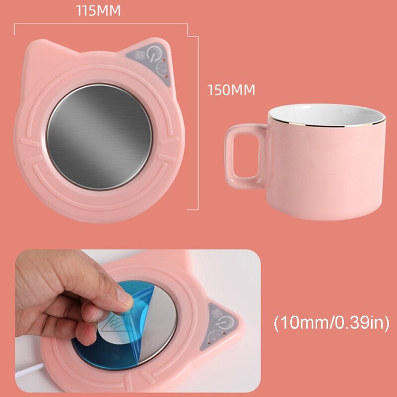 Leuke Kat Koffie Mok Warmer Pad & Cups Elektrische Power Cup Warmer Verwarming Pad