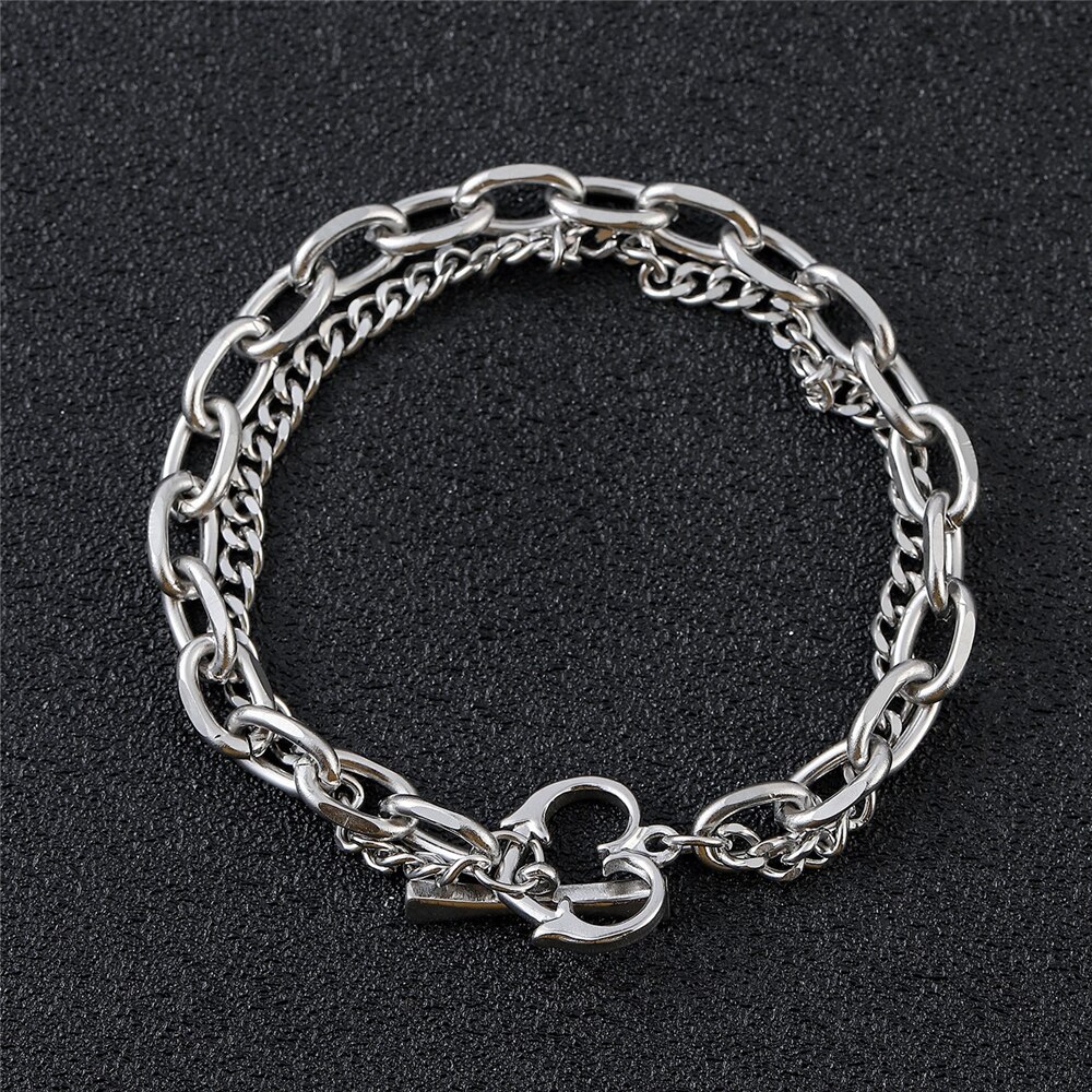 Dubbele Ketting Titanium Staal Hart Armband Mannen En Vrouwen Trend Mode Roestvrij Stalen Armband