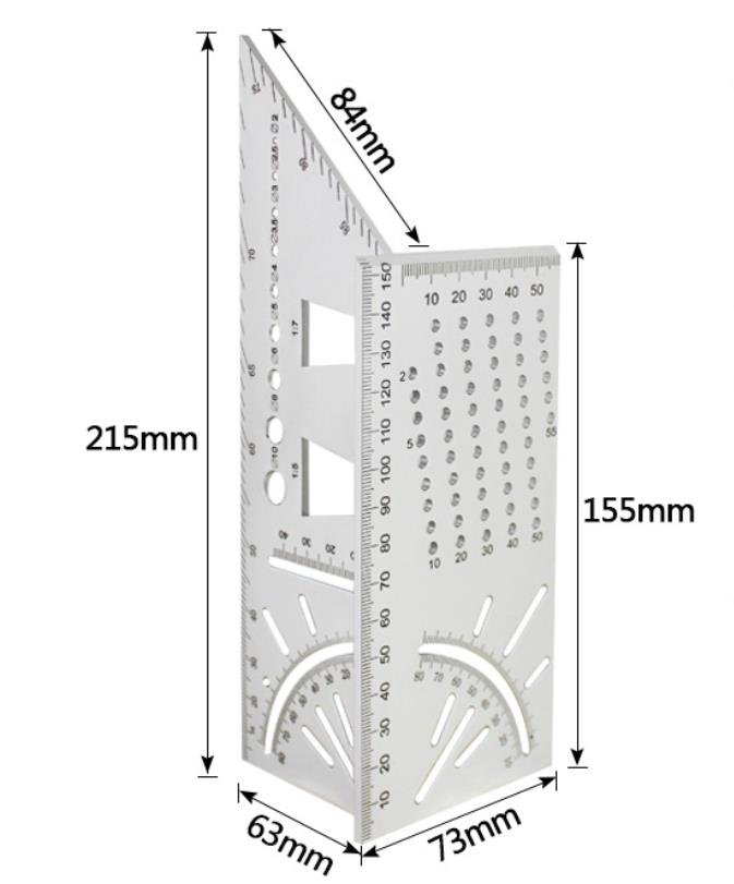 Aluminum Alloy Multifunctional Scriber Dovetail Marking Template Vertical Angle Calibration Guide Marker Woodworking Tool: Silver