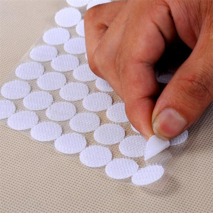 100 par sort / hvide runde selvklæbende krog og sløjfe tape strimler sæt med super klæbende lim nylon stof lukning mst 05