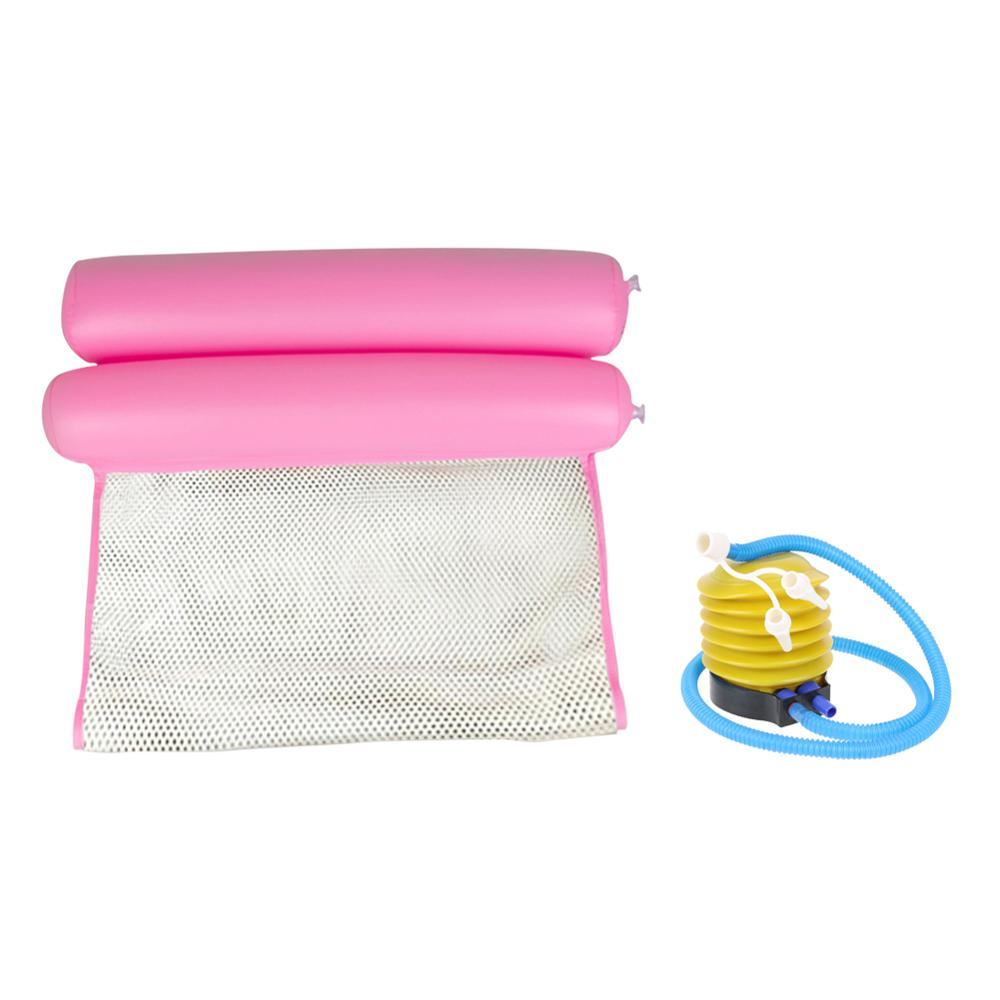 Colchón de aire plegable para playa y piscina, flotador inflable, cama de verano, hamaca de agua: pink with Air Pump