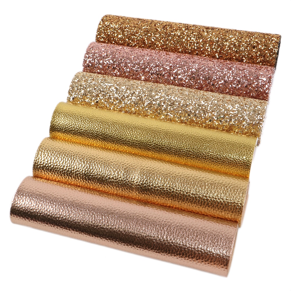 David accessoires 6 stuks/set 20*34cm gladde textuur glitter imitatie synthetisch leer stoffenset diy strik tas naaimateriaal ,1 yc 8186