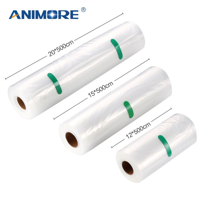 ANIMORE Vacuum Packaging Rolls12x500 15x500 20x500 25x500 28x500 Vacuum Heat Sealer Food Saver Bags Food Storage Bags FB-01