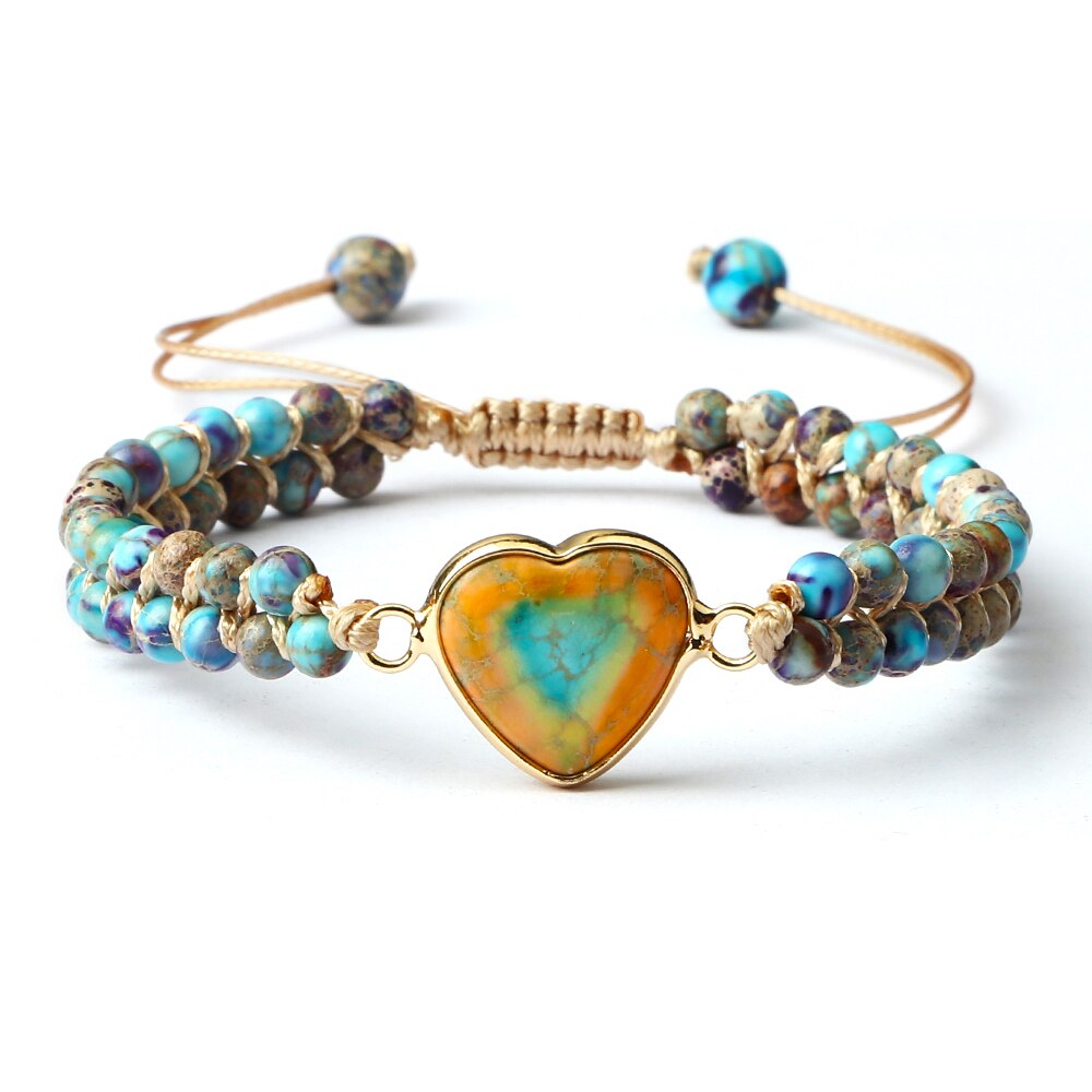 Clássico de pedra natural forma do coração charme macrame pulseira feminino masculino artesanal ajustável trançado pulseiras jóias presente da amizade: style 5