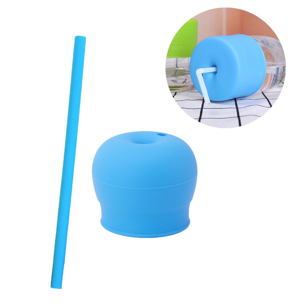 Behogar återanvändbar universal silikon flasklock pip stretch toppar lock med 1 st sugrör för barn baby kids vattenläckage
