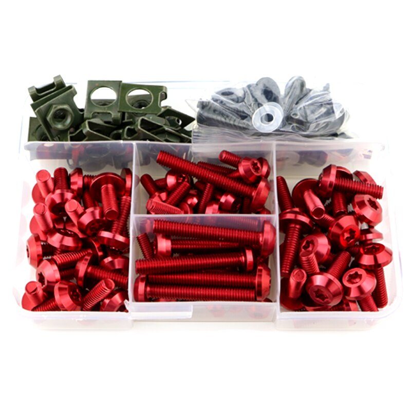 Idéal pour BMW R1150R R1200R R1200RS R1250RT R1200RT R1200ST R1200GS LC/ADV moto CNC en aluminium complet carénage boulons Kit vis: Red