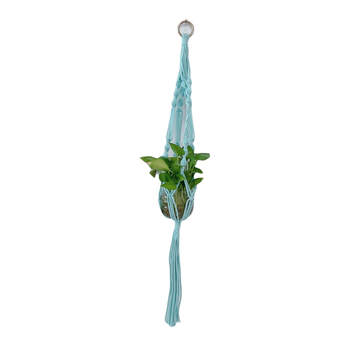 Handgemaakte hangende touwmand, gevlochten plantenhanger, henneptouw bloempotten voor doe-het-zelf tuin, groene vergroening huisdecoratie: Zonder houten afwerking
