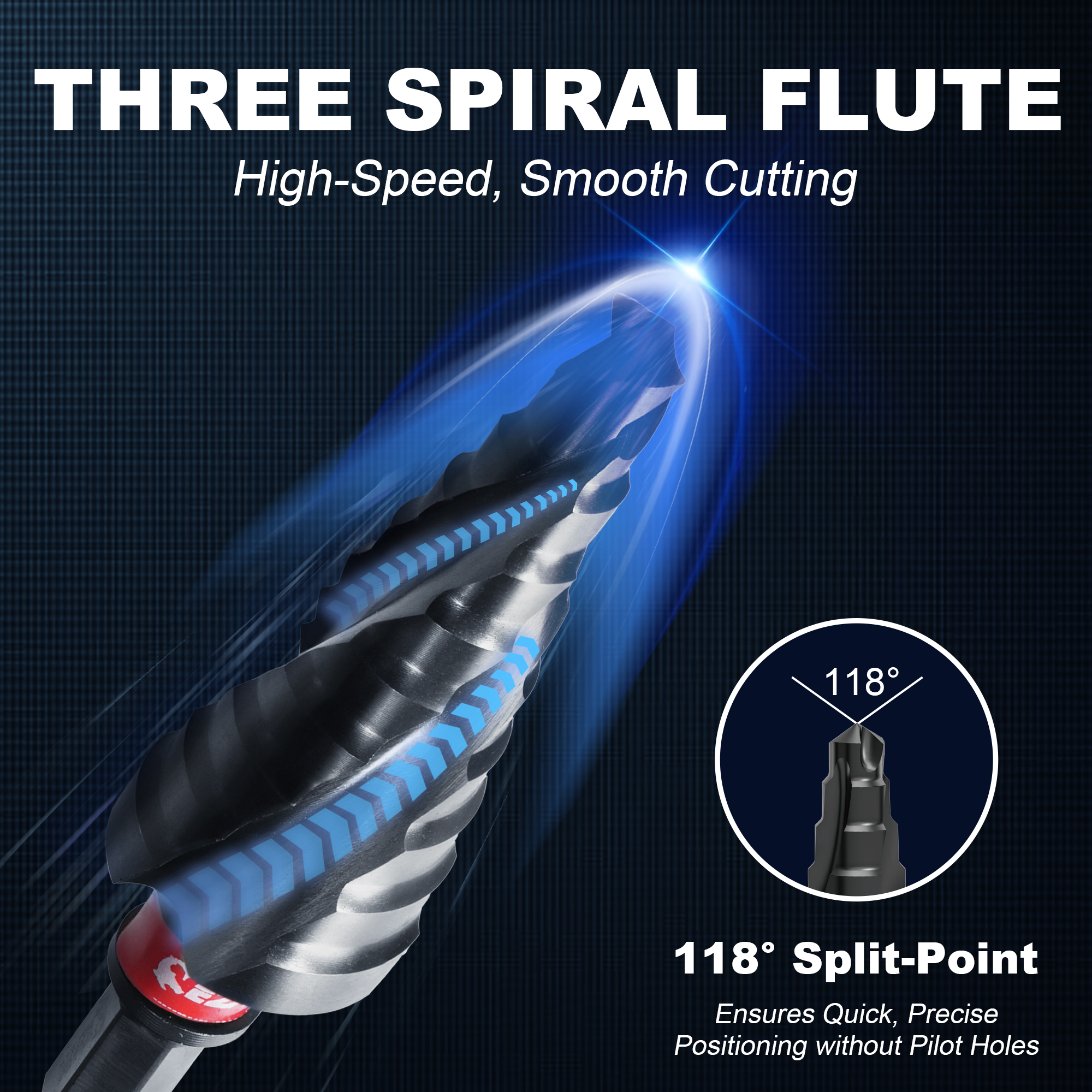 3 Stück Stufenbohrer für Metall, 1/8 Zoll-7/8 Zoll Spiralflöte Unibit Stufenbohrer verschleißfest AlTiN beschichtet für Edelstahl