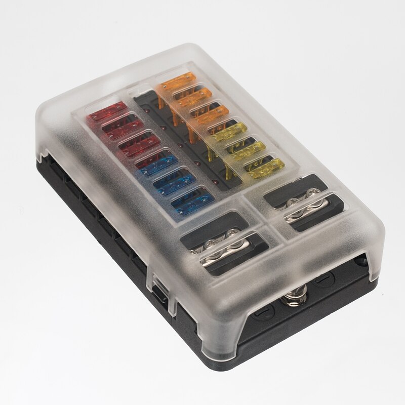 12-Way Blade Fuse Block with LED Lndicator, Fuse Box Holder Waterproof with Negative Circuit