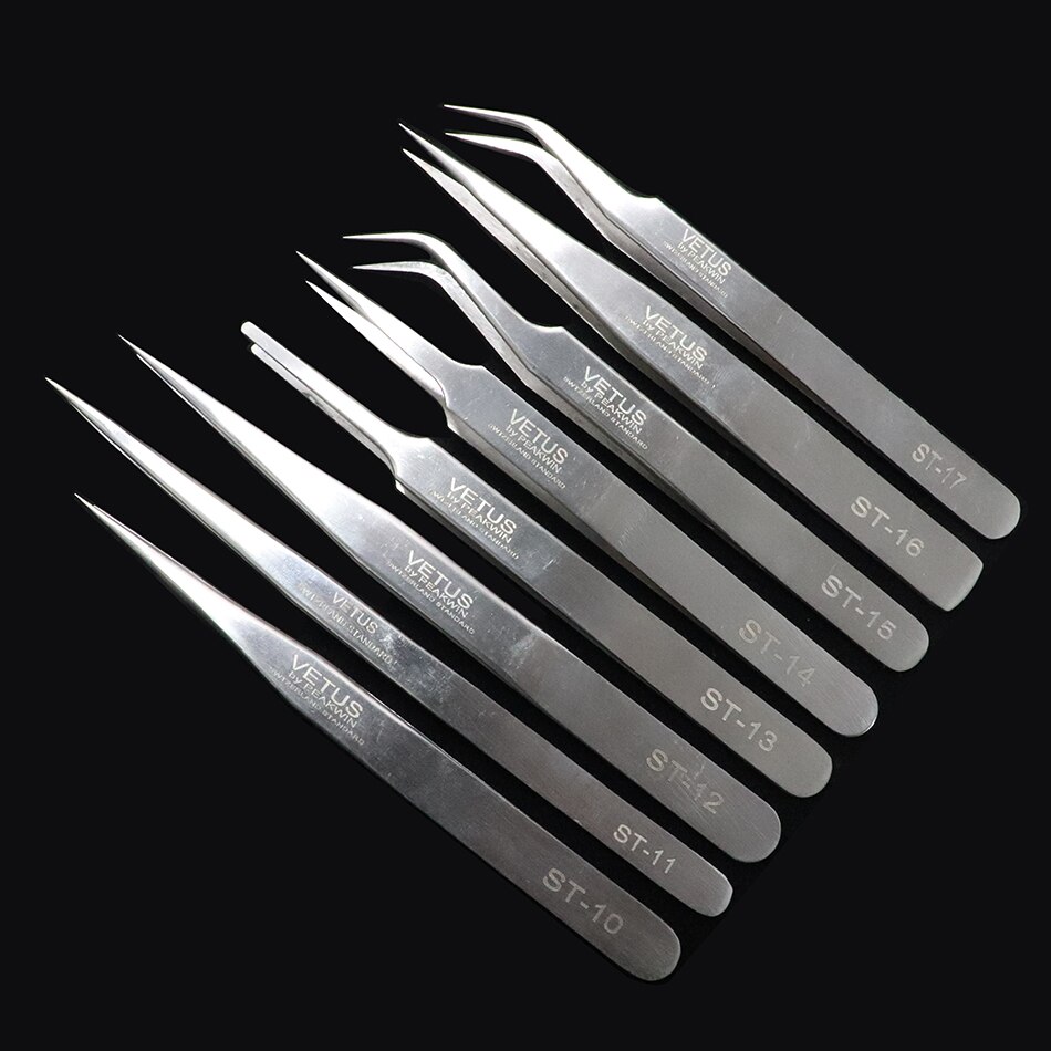 100% echtes Vetus ST Serie Ultra Präzision Edelstahl Pinzette Erweiterung Anti Säure ESD Anti-Statische Edelstahl Pinzette