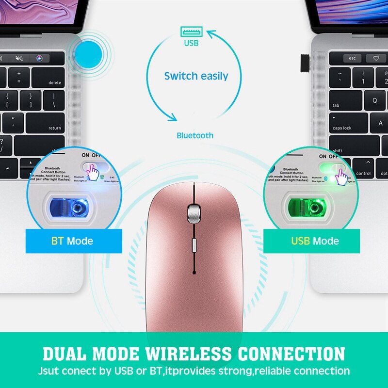 Wireless Bluetooth Charging Mouse Ultra-Thin Silent Mouse for Notebook Laptop PC