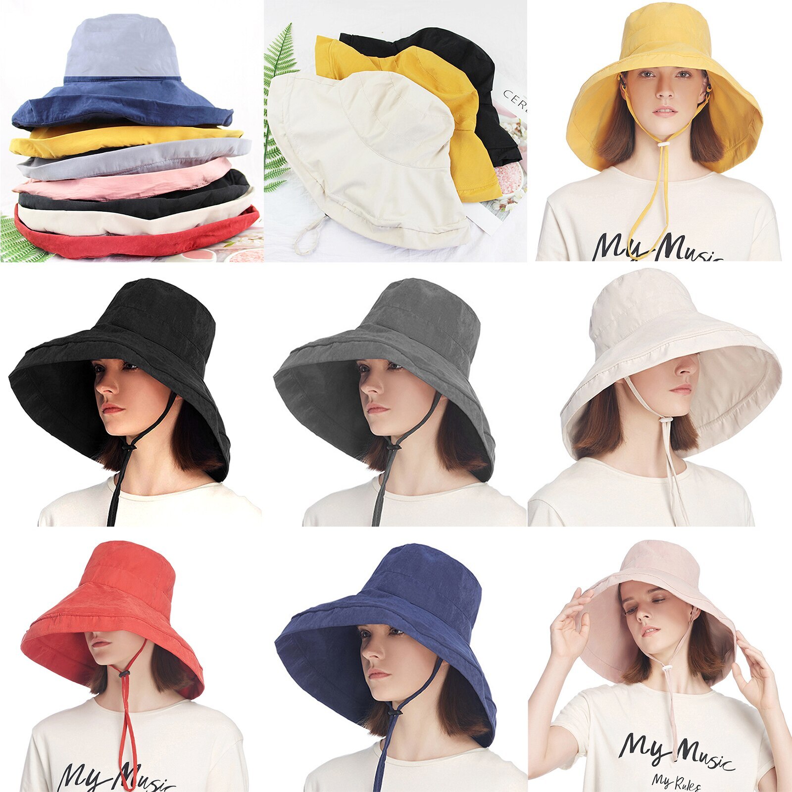 Zomer Zon Hoeden Dames Solid Plain Elegante Brede Rand Hoed Vrouwelijke Ronde Panama Beach Opvouwbare Brede Rand Cap Vrouwen
