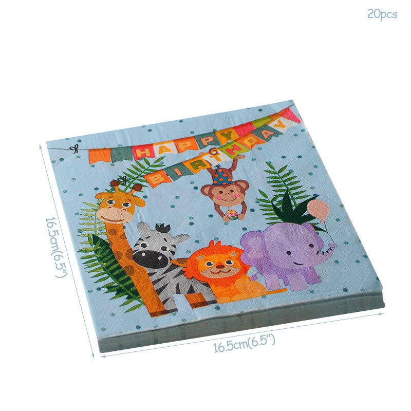 Zoo Party Verjaardag Producten Lion Jungle Papier Plaat Cup Bos Decoratie Huishoudelijke Food Grade: 20 paper towels