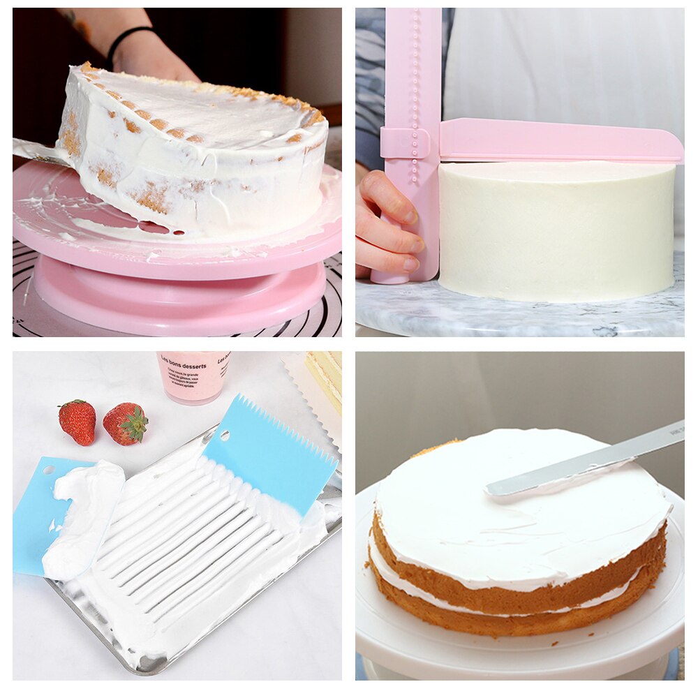 Plato giratorio de plástico para Tartas, soporte para decoración de pasteles, antideslizante, redondo, giratorio, para cocina, herramienta para hornear Pan