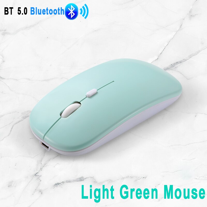 Voor ipad 5.0 bluetooth draadloze muis computermuis stil 10m mause oplaadbare muis 2.4 ghz muizen voor laptop pc tablet ipad: Lichtgroen