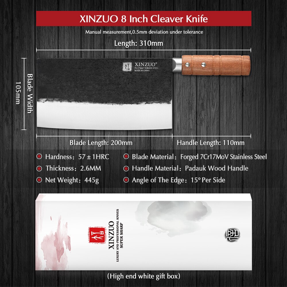 XINZUO 7 Inches Cleaver Knife Chinese Chef Knife Forged Kitchen Knife Stainless Kitchen Knives