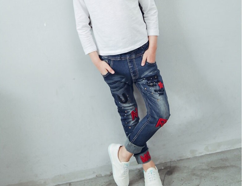 Vrouwelijke Kind Jeans En Najaar Borduurwerk Brief Kinderen Broek Meisjes Casual Broek