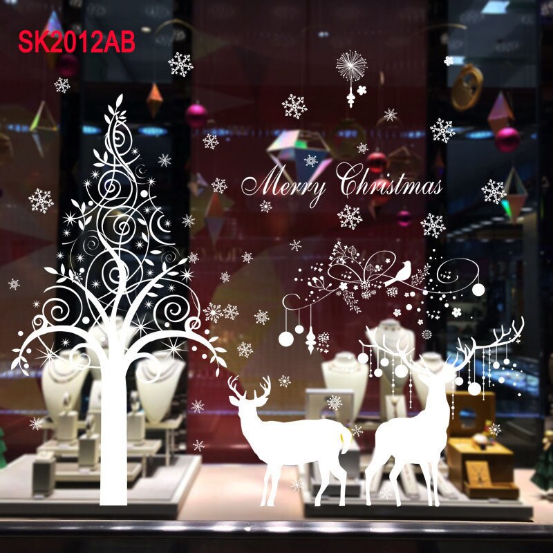 Pegatinas de copos de nieve pegatina de muñeco de nieve Ventana de Navidad Pegatinas de Navidad adhesivos para ventana pegatinas de decoración de de navidad: sk2012ab