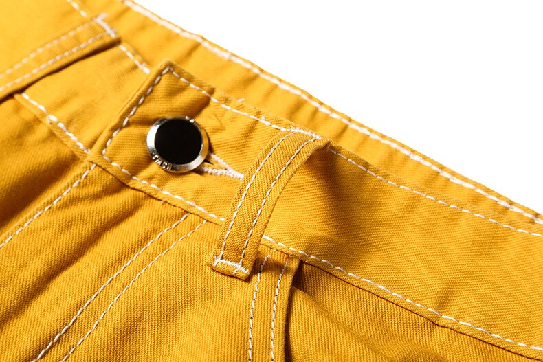 Men Skinny Jeans Yellow Denim Jean Pants Good Men Stretch Slim Long Jeans High Street Style Jeans