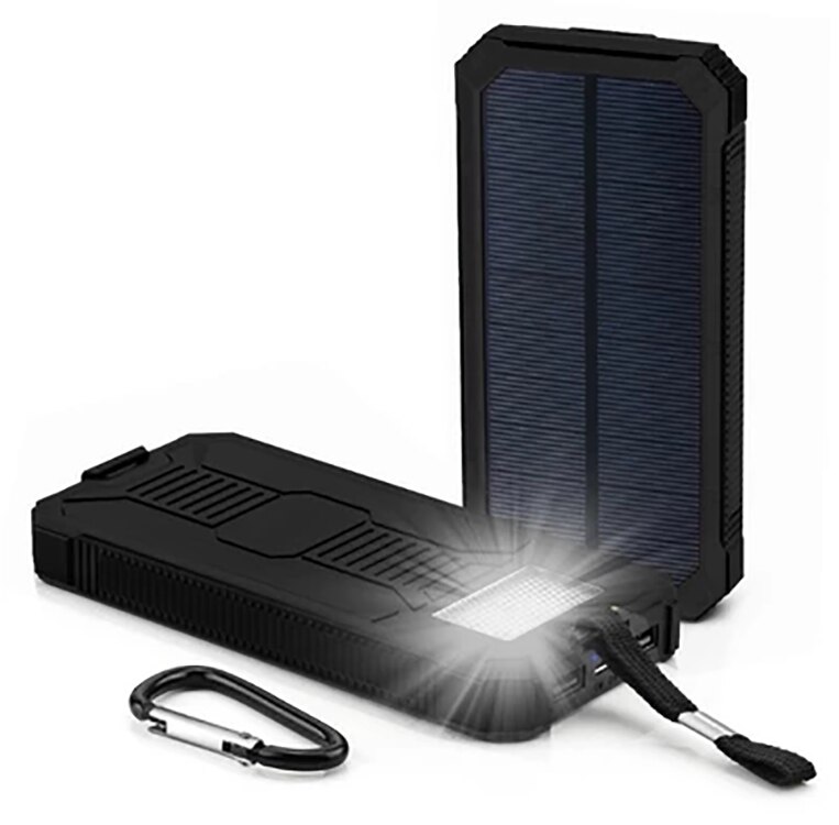 Solar Tragbare Wasserdichte Tragbare Power Bank 10000 MAh für Alle Smart Handy Akku Power Schnelle Lade Externe Batterie LED: Black