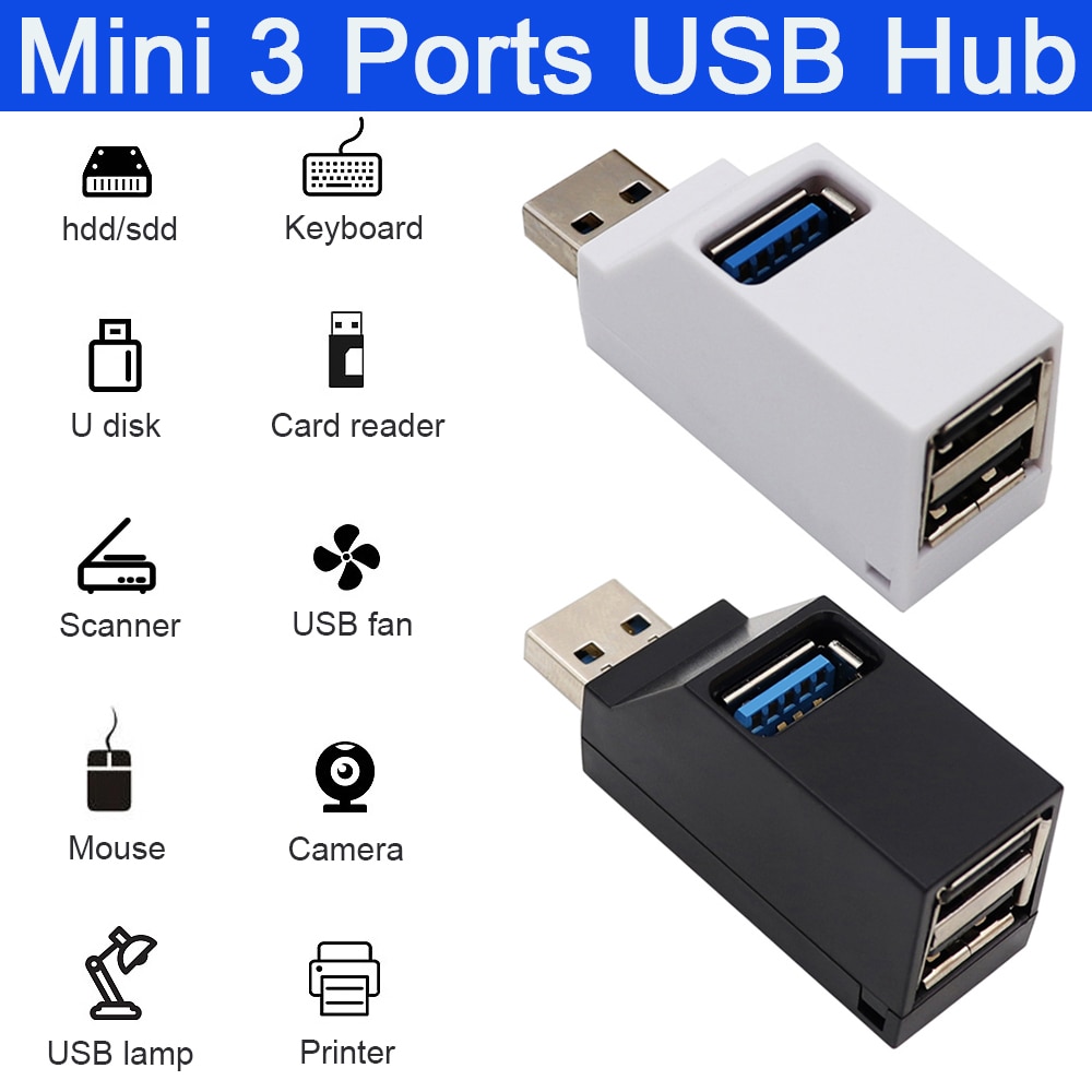 USB 3,0 HUB Adapter Extender Mini Splitter Box 3 Ports High Speed Für PC Laptop U Disk Card Reader