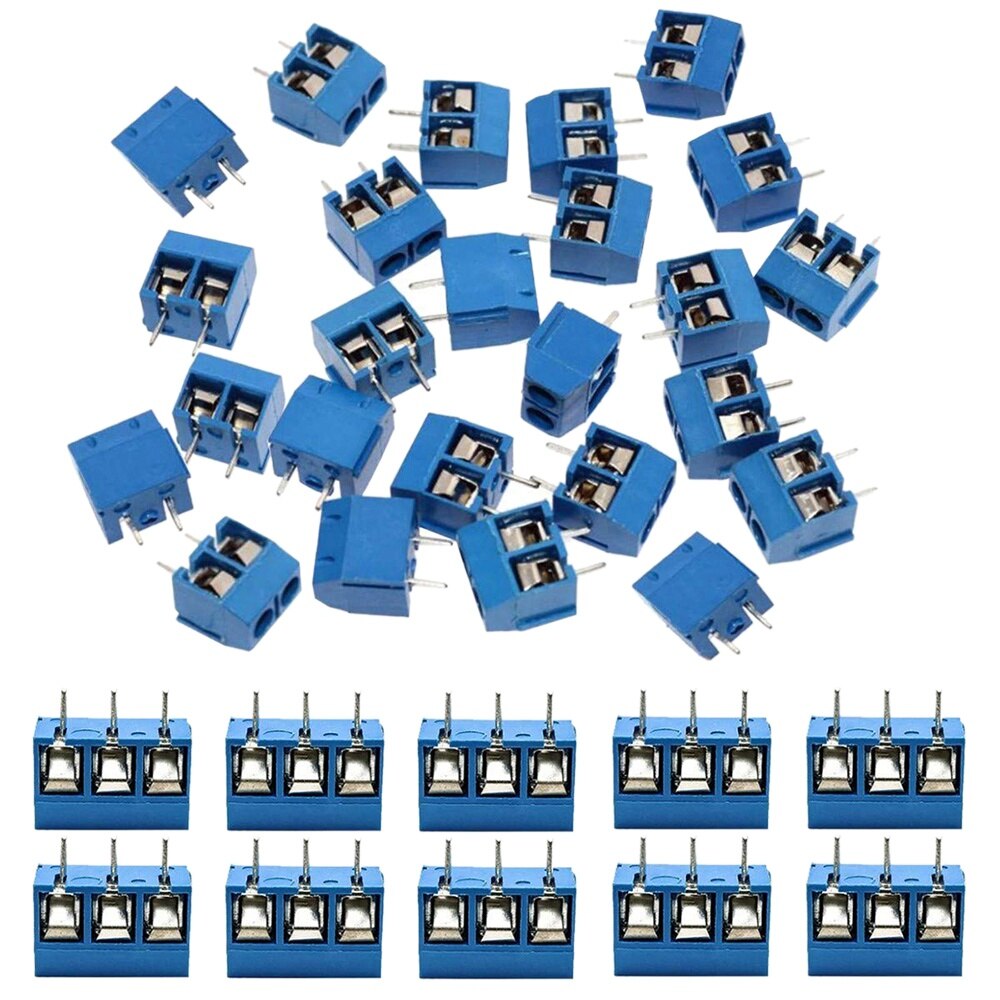 60Pcs 5mm Pitch 2 Pin &amp; 3 Pin PCB Mount Screw Terminal Block Connector for Arduino (50 x 2 Pin, 10 x 3 Pin): Default Title