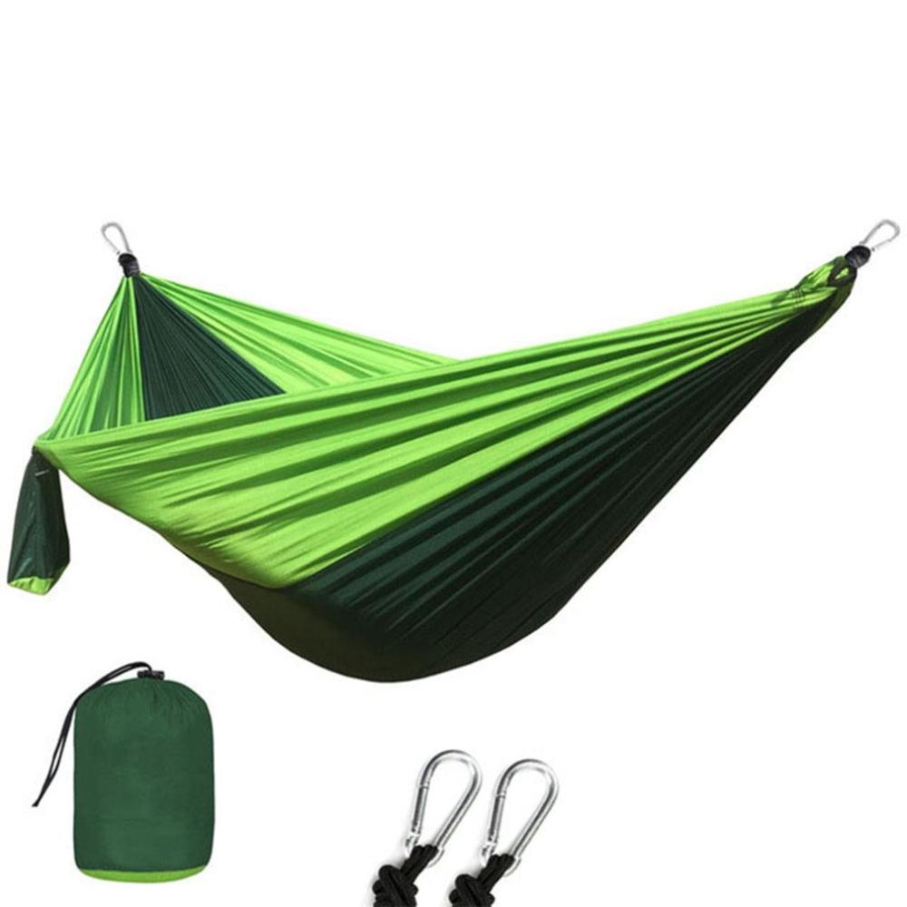 Double Fabric Hammock Outdoor For Travel Camping High Strength Parachute Portable Hammocks Swing Tent hamac гамак: green