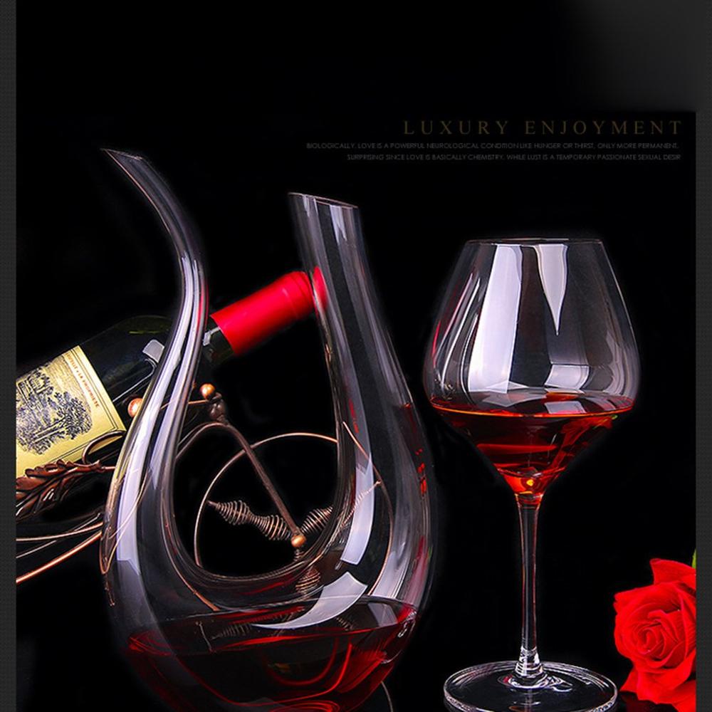 Crystal Clear Glass U-Shaped Horn Wine Decanter Red Wine Pourer Container