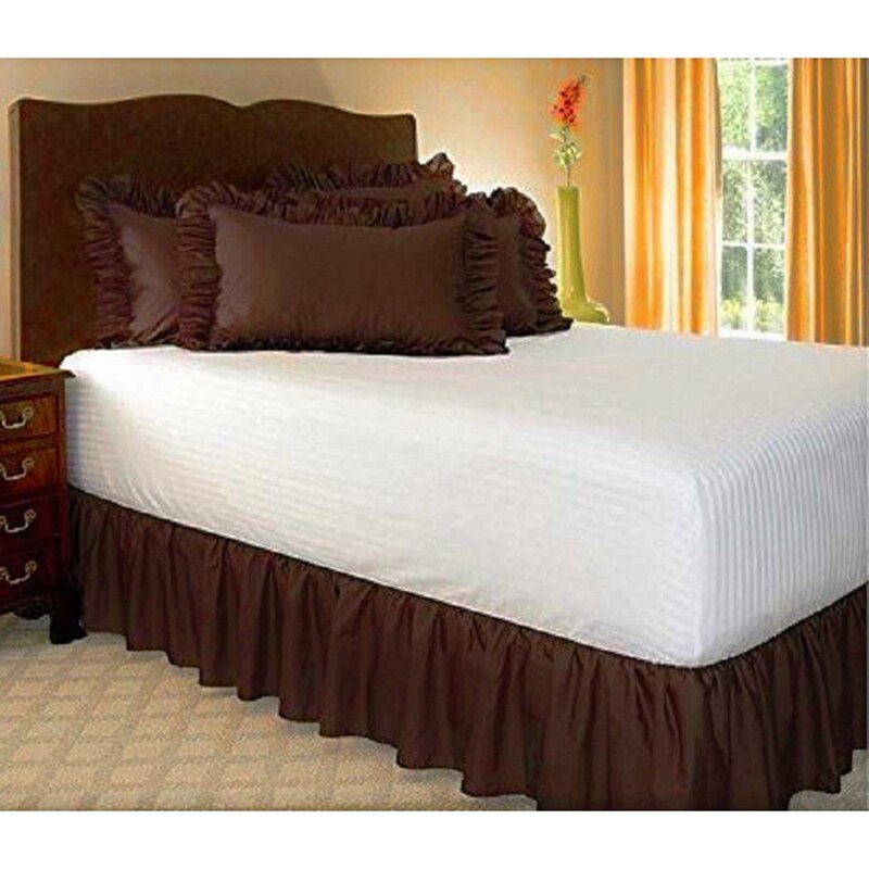 Seng nederdel hvid wrap omkring elastiske seng nederdele uden seng overflade soveværelse dekorationer 6 farver: Kaffe