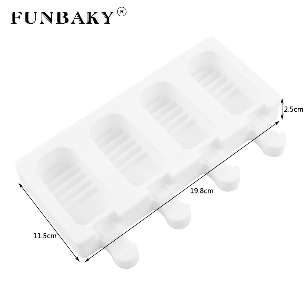 FUNBAKY Ice Cream Molds Silicone Popsicle Forzen Party With Wooden Sticks